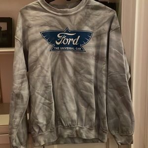 Sweatshirt tie dye bluish gray Ford logo.